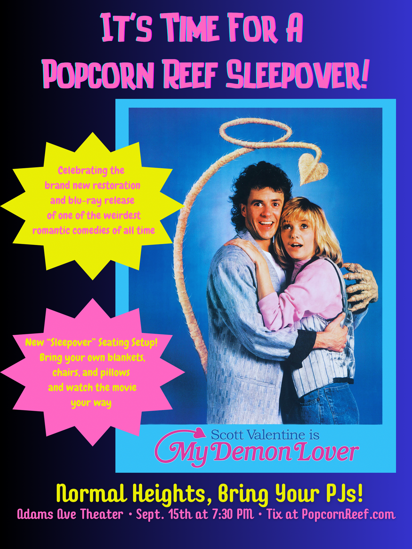 Screening: MY DEMON LOVER (Popcorn Reef Sleepover) at The Adams Ave Theater on 9/15/23