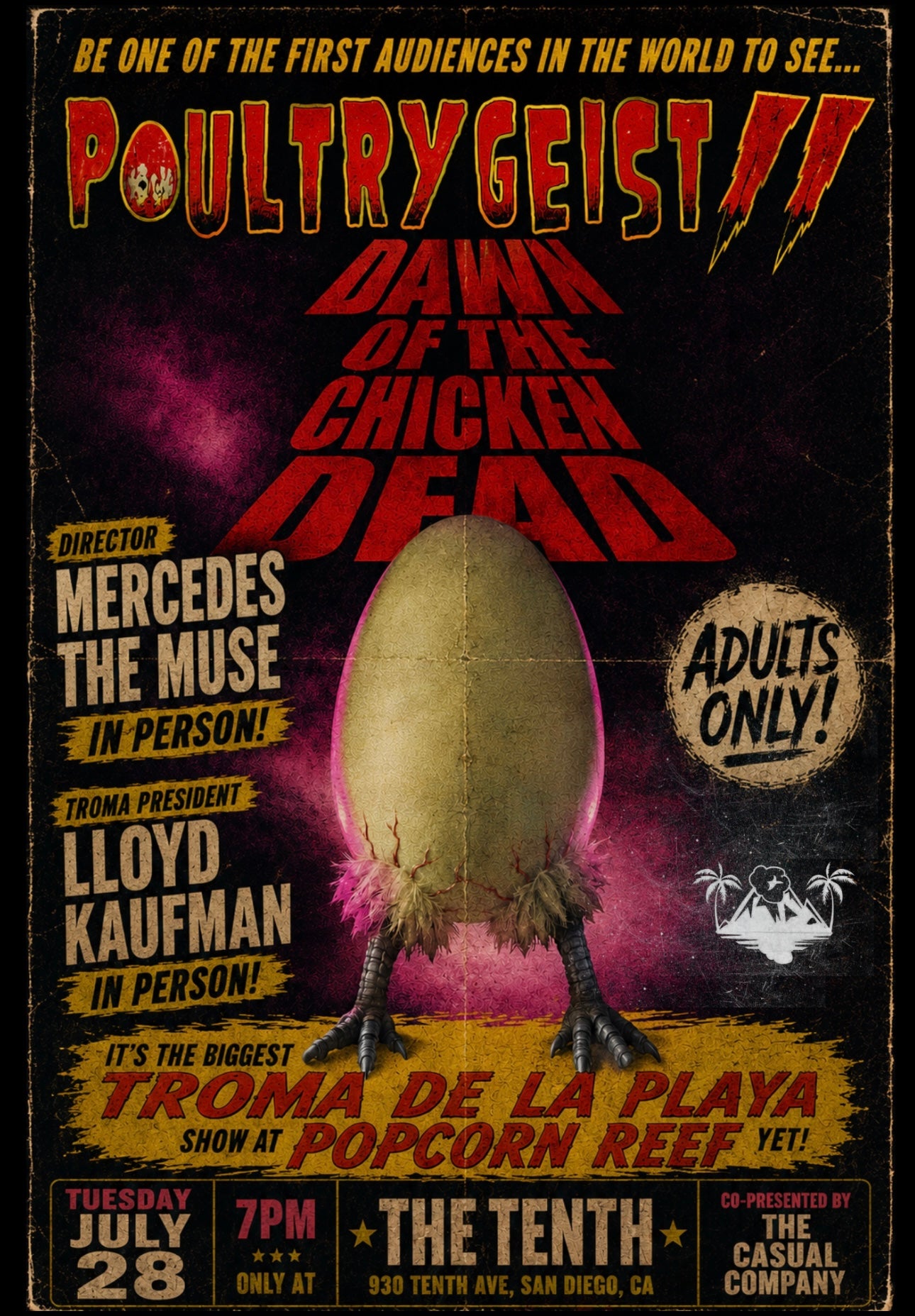 Screening: POULTRYGEIST II with Director Mercedes the Muse and Troma President Lloyd Kaufman In-Person for a Post-Film Discussion at The Tenth [7/28/26]